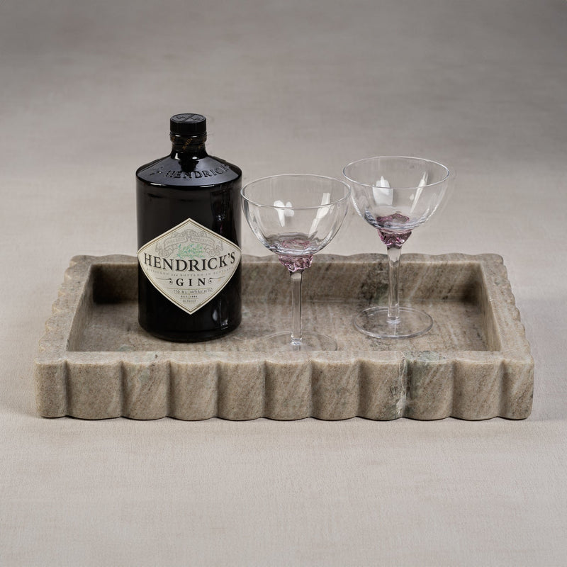 Intricate Scallop Marble Tray - Small - Tray by Carlyle Avenue