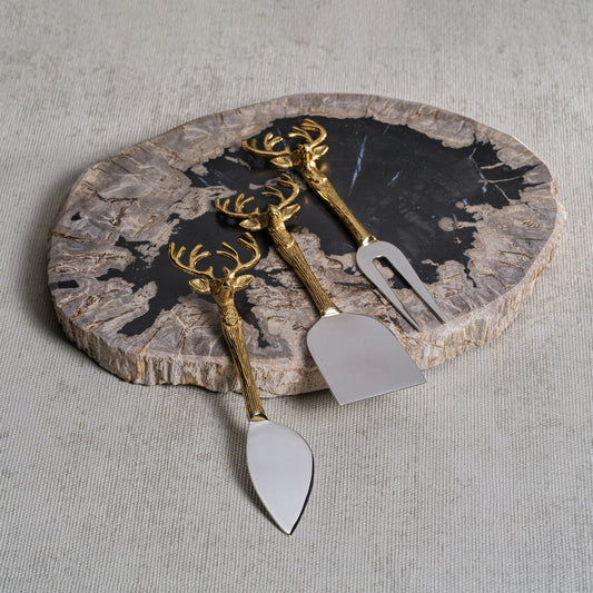 Set of 3 Stag Head Cheese Knives - Cheese Knives by Carlyle Avenue