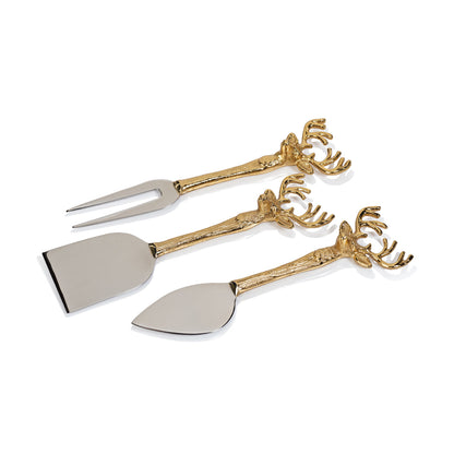 Set of 3 Stag Head Cheese Knives - Cheese Knives by Carlyle Avenue