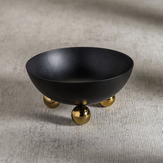 Condiment Bowl - Black with Gold Feet