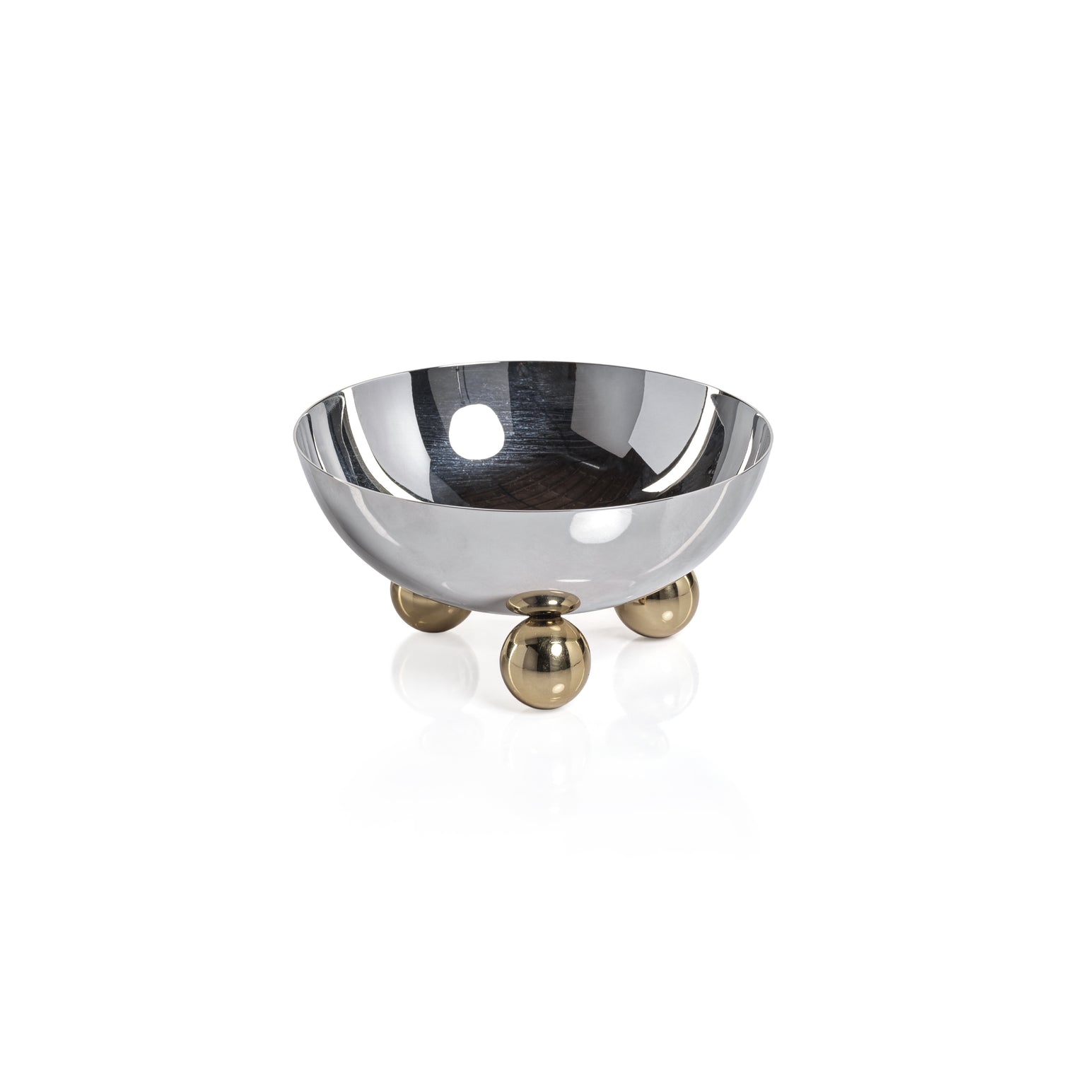 Polished Nickel Condiment Bowl with Gold Feet, Set of 2 - Decorative Bowls by Carlyle Avenue