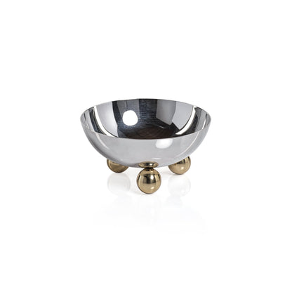 Condiment Bowl - Polished Nickel with Gold Feet - Decorative Bowls by Carlyle Avenue