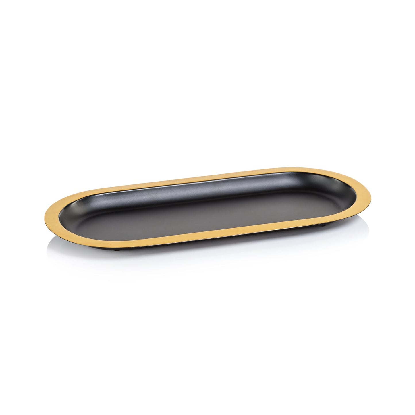 Black with Gold Border Oval Tray