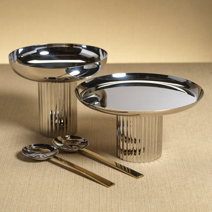 Footed Tray - Polished Nickel - Decorative Trays by Carlyle Avenue