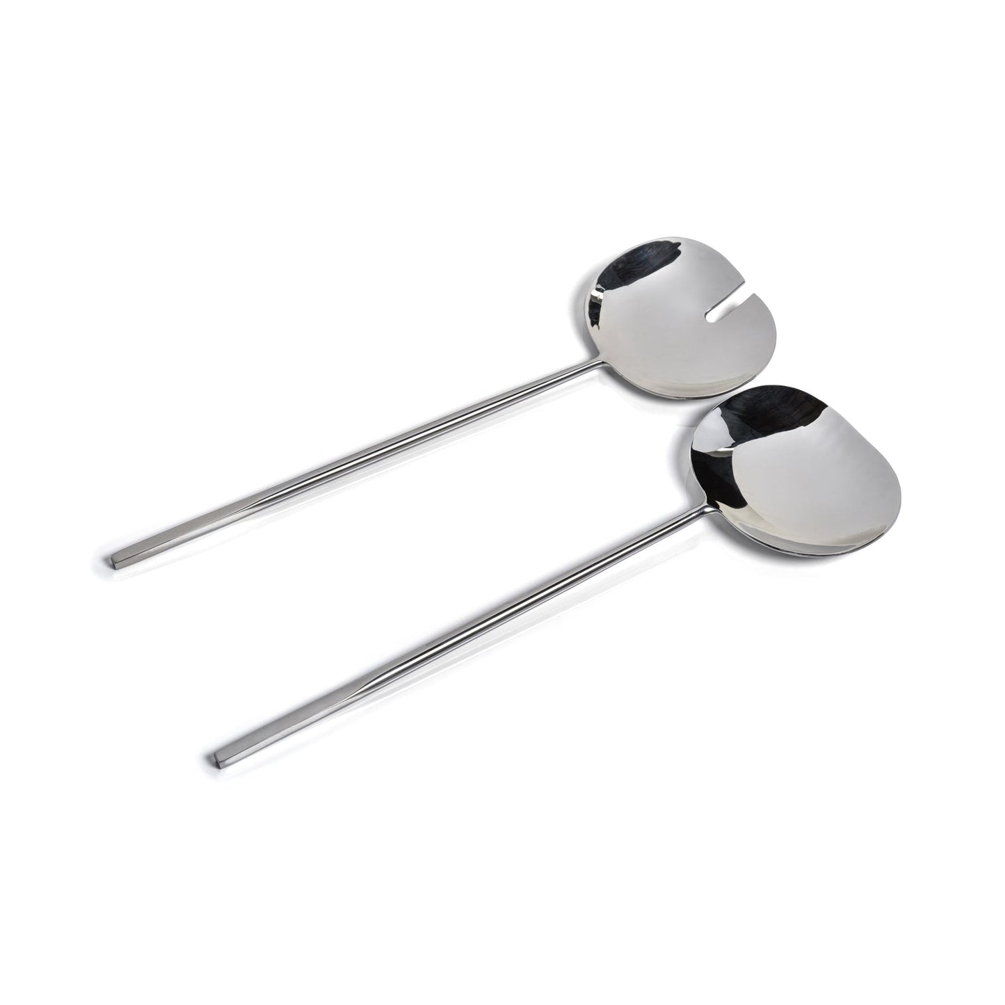 Modern Salad Server Set - Polished Nickel