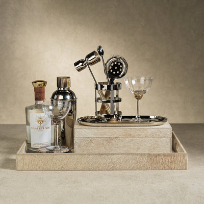 Corviglia Hair On Hide Leather Serving Tray - Tan - Trays by Carlyle Avenue