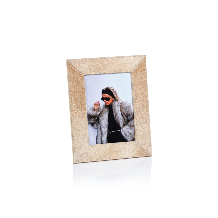 Corviglia Hair-On Hide Leather Photo Frame - Tan