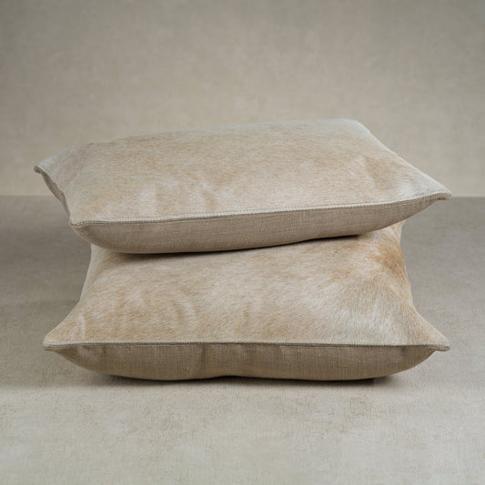 Corviglia Hair On Hide Leather Throw Pillow - Tan