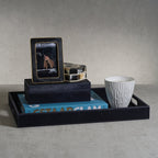 Corviglia Hair On Hide Leather Serving Tray - Navy - Trays by Carlyle Avenue