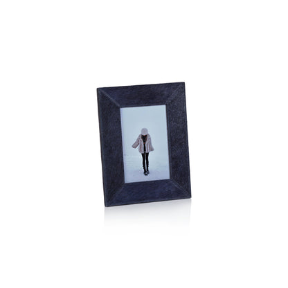 Corviglia Hair-On Hide Leather Photo Frame - Navy - Picture Frames by Carlyle Avenue