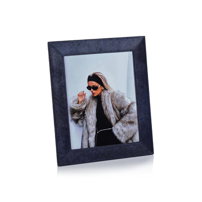 Corviglia Hair-On Hide Leather Photo Frame - Navy - Picture Frames by Carlyle Avenue