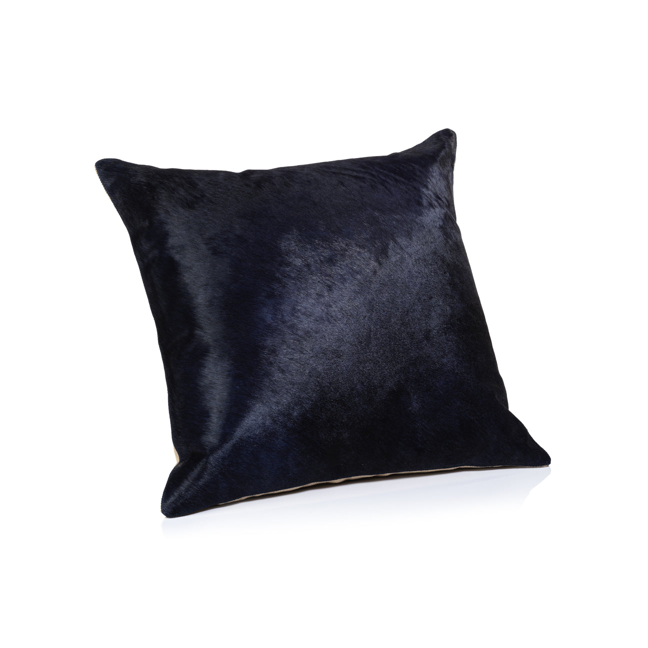 Corviglia Hair On Hide Leather Throw Pillow - Navy