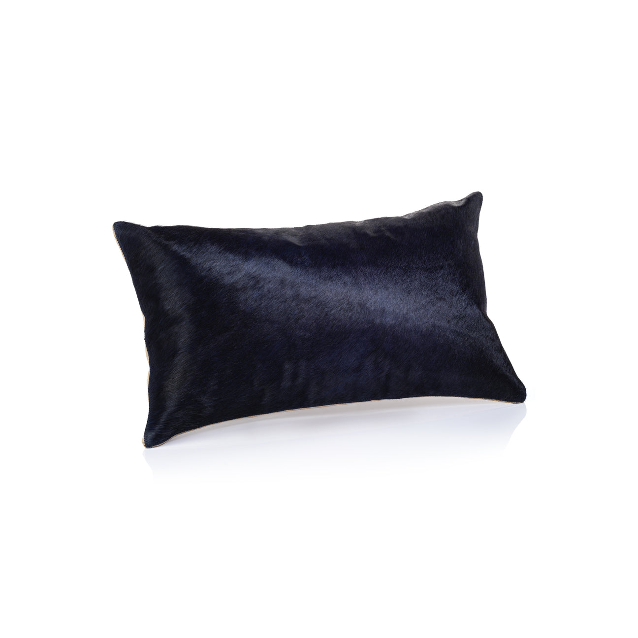 Corviglia Hair-On-Hide Leather Throw Pillow - Navy
