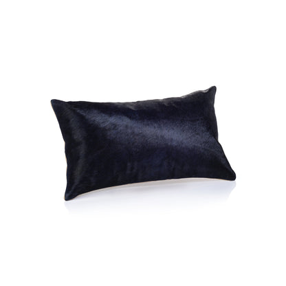 Corviglia Hair-On-Hide Leather Throw Pillow - Navy