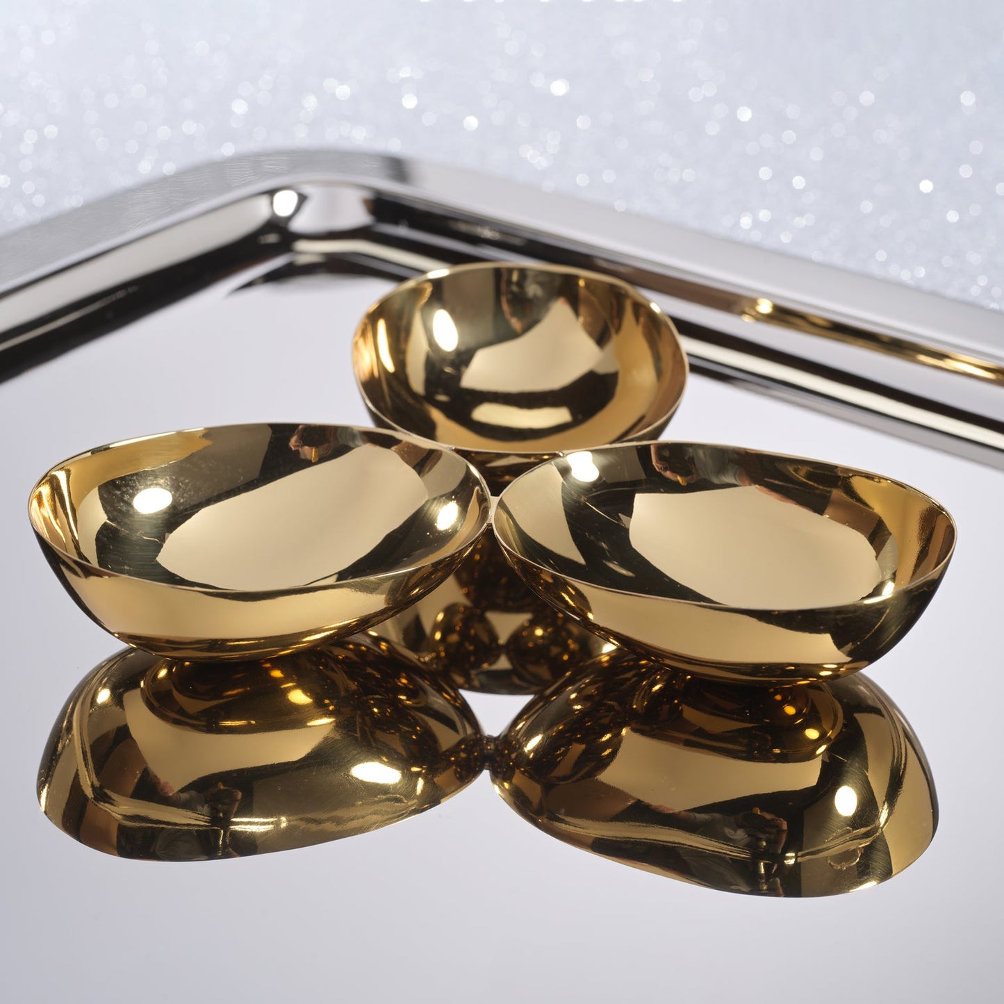 Triple Nut Bowl - Polished Gold