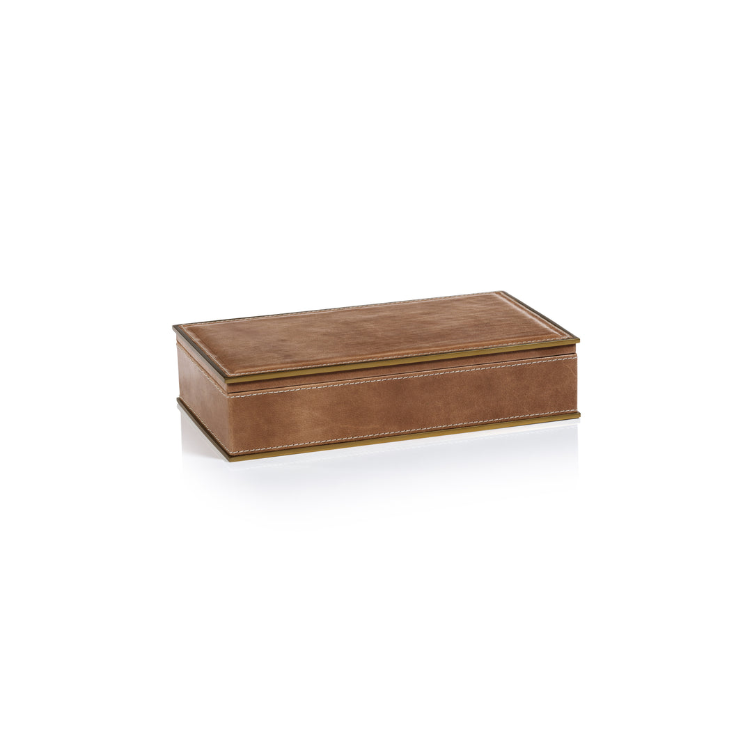 Ampezzo Leather Box with Brass Trim