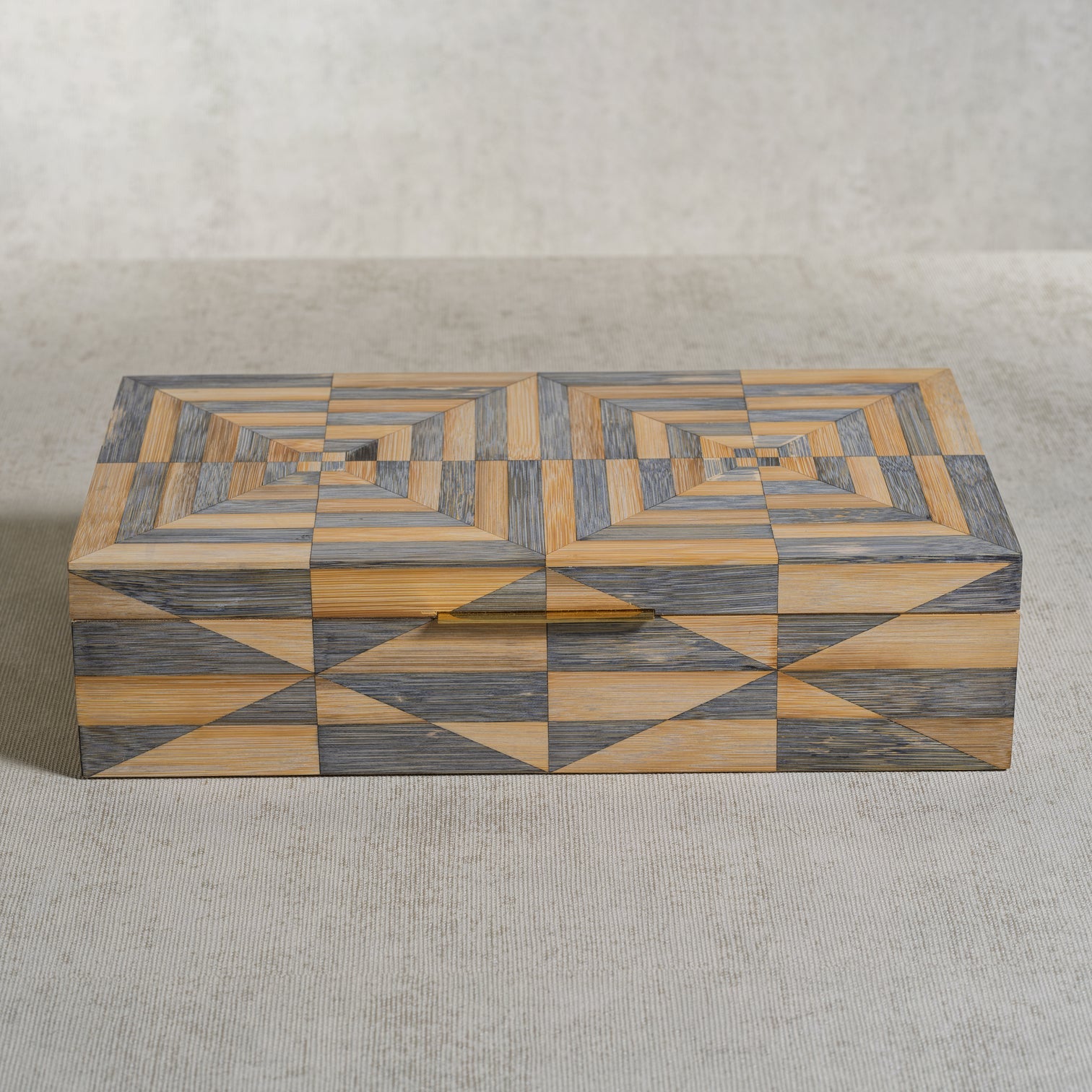 St. Moritz Bamboo Box with Brass Trim and Ultra Suede Interior - Decorative Accessories by Carlyle Avenue