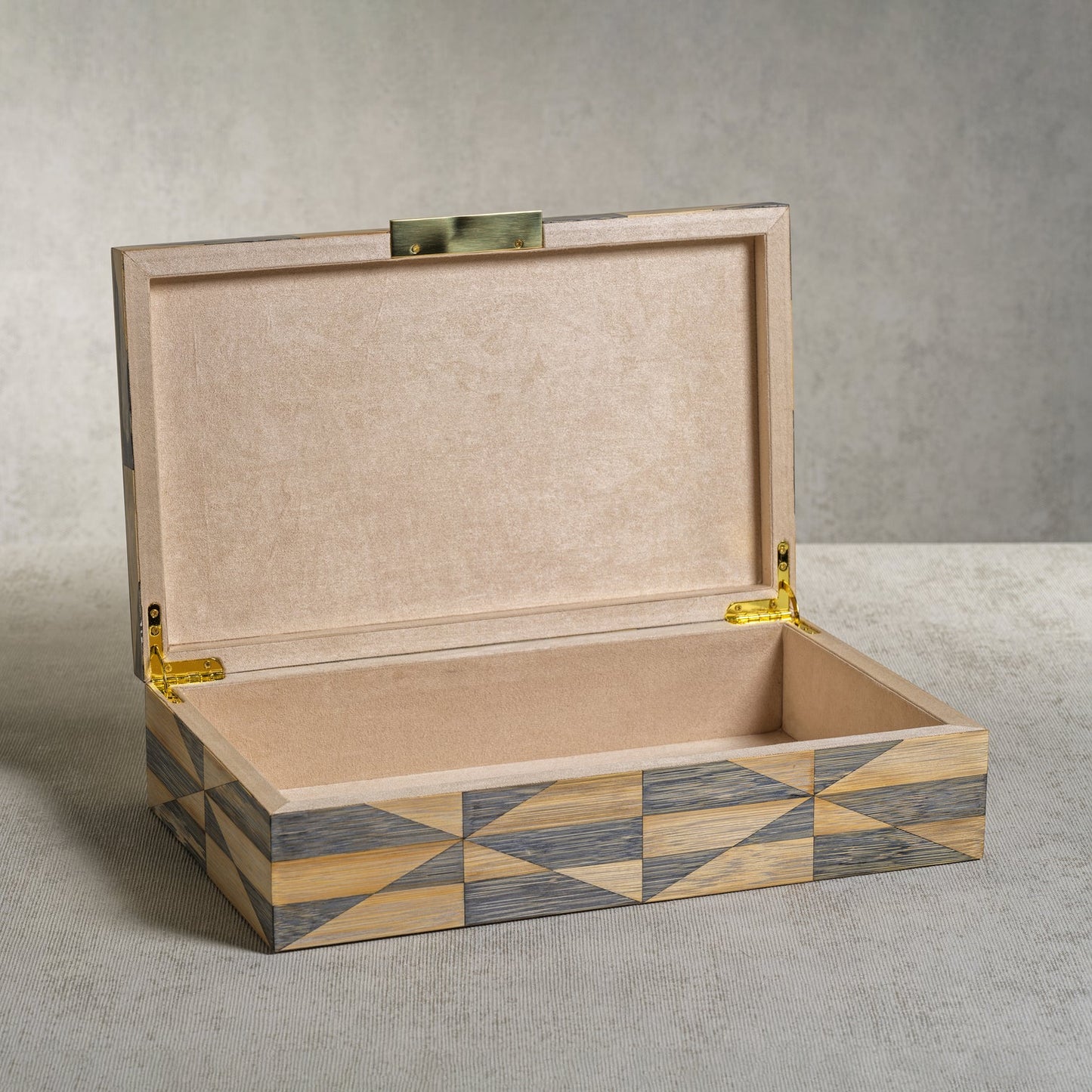 St. Moritz Bamboo Box with Brass Trim and Ultra Suede Interior