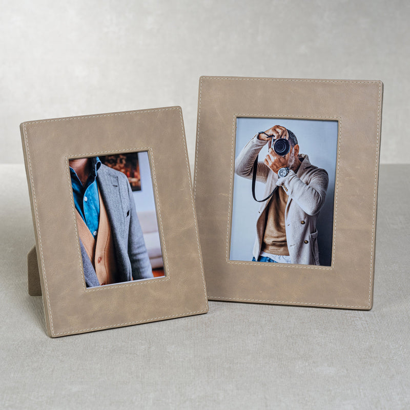 Bellecôte Photo Frame - Mink Leather - Picture Frames by Carlyle Avenue