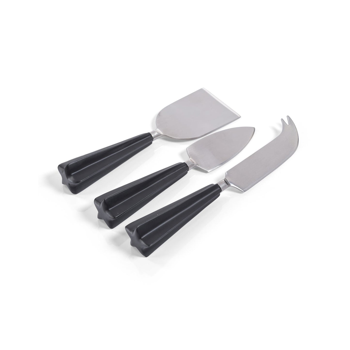 Cheese Knife Set - Set of 3 - Polished Steel and Black