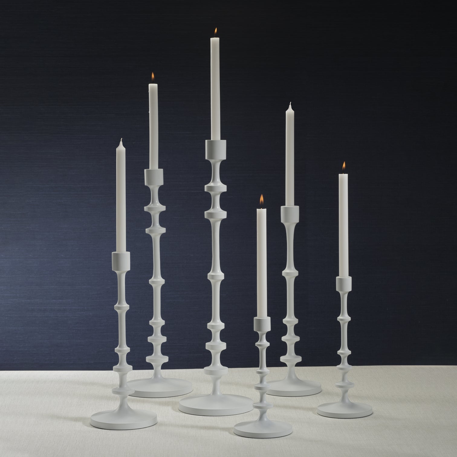 Lilou Matt White Metal Taper Holder - Candle Holders by Carlyle Avenue