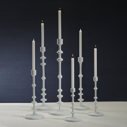 Lilou Matt White Metal Taper Holder - Candle Holders by Carlyle Avenue