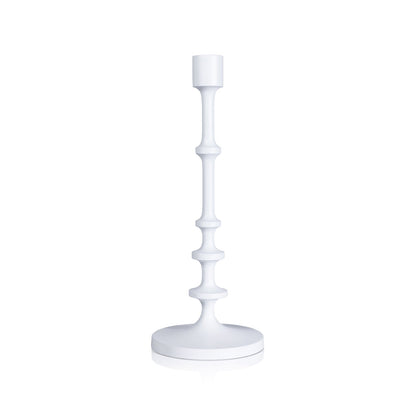 Lilou Matt White Metal Taper Holder - Candle Holders by Carlyle Avenue
