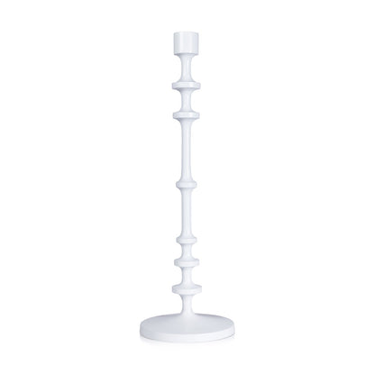 Lilou Matt White Metal Taper Holder - Candle Holders by Carlyle Avenue