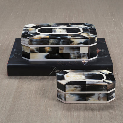Corviglia Black Horn with Ivory Trim Box - Boxes by Carlyle Avenue