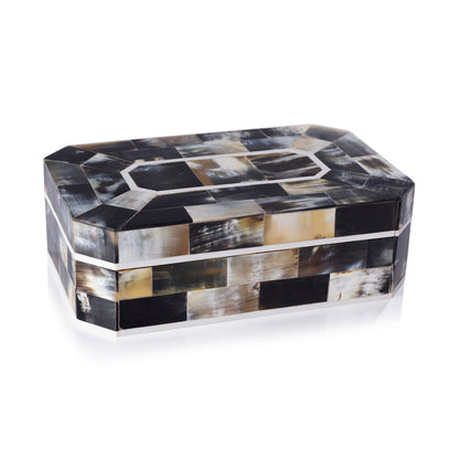 Corviglia Black Horn with Ivory Trim Box - Boxes by Carlyle Avenue