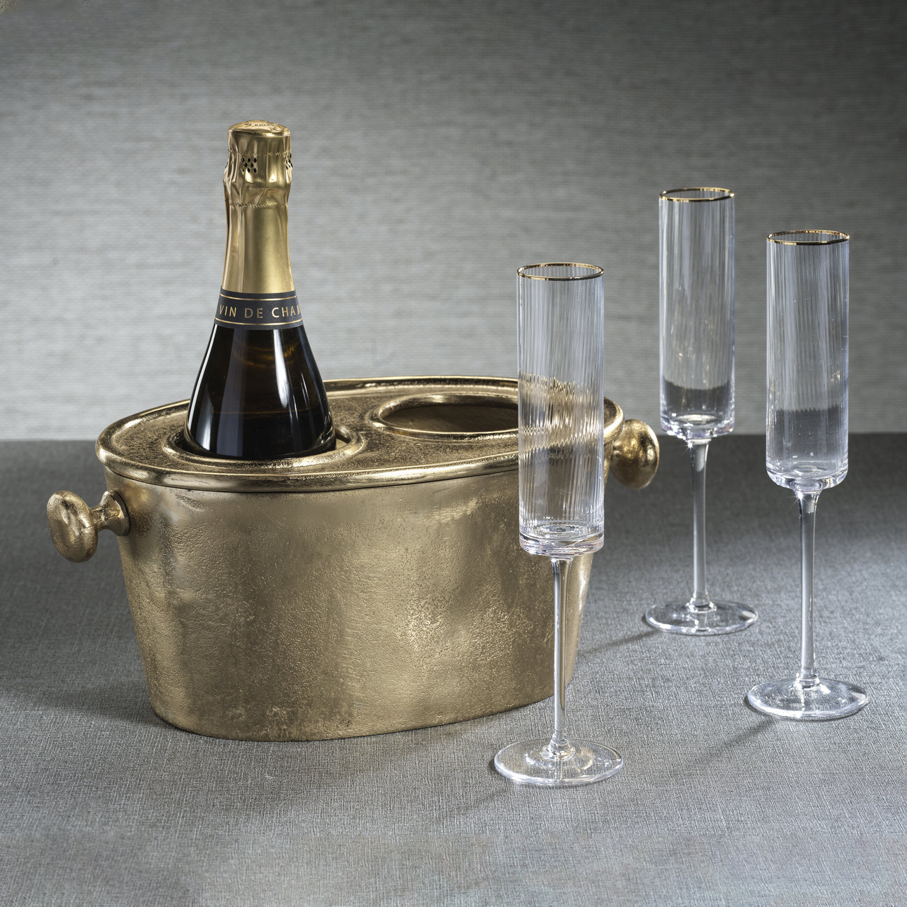 Raw Aluminum Two Bottle Wine Holder - Gold - Barware by Carlyle Avenue