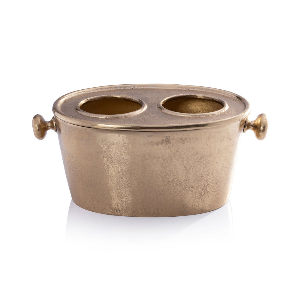 Raw Aluminum Two Bottle Wine Holder - Gold - Barware by Carlyle Avenue