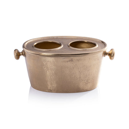 Raw Aluminum Two Bottle Wine Holder - Gold - Barware by Carlyle Avenue