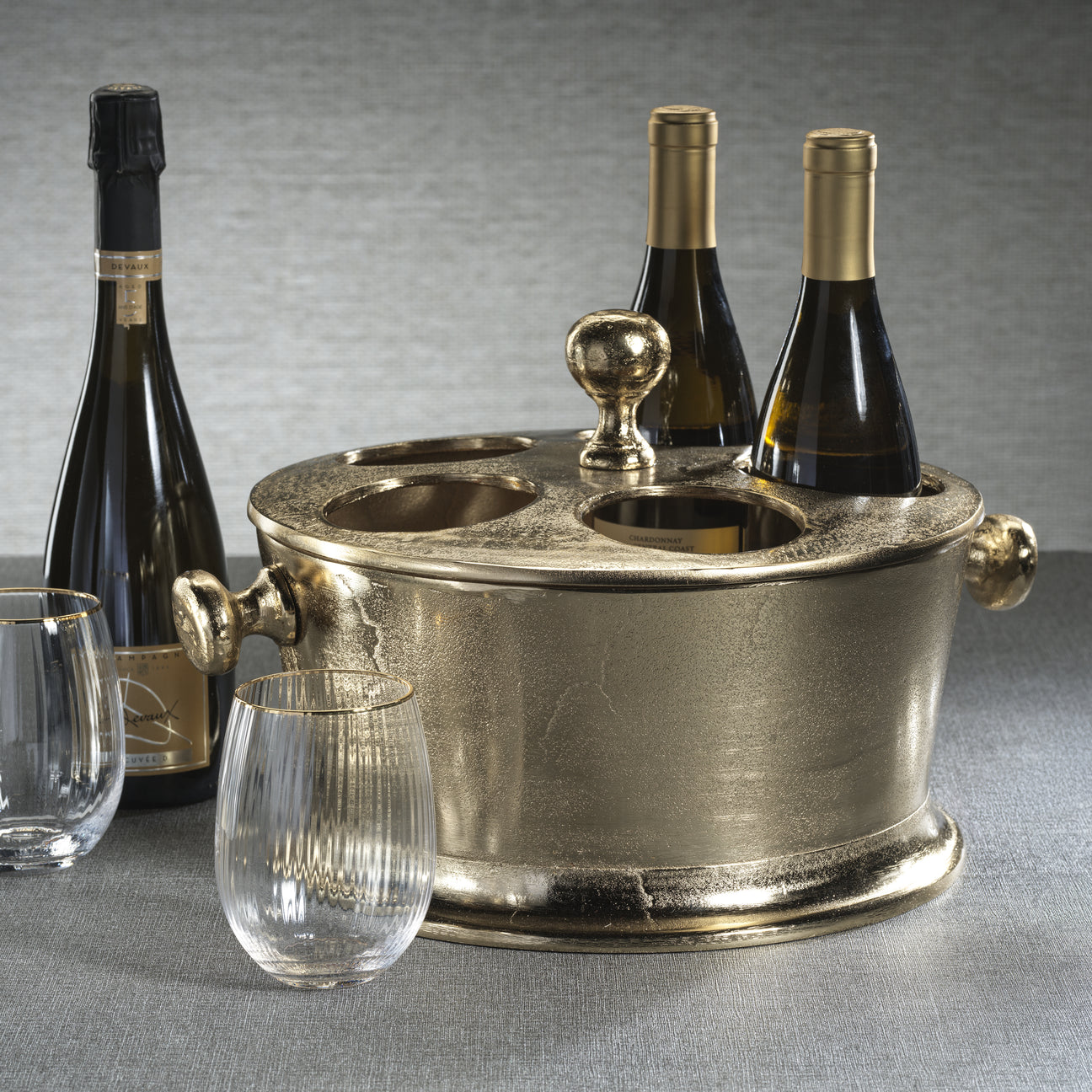 Raw Aluminum Five Bottle Wine Holder - Gold - Barware by Carlyle Avenue