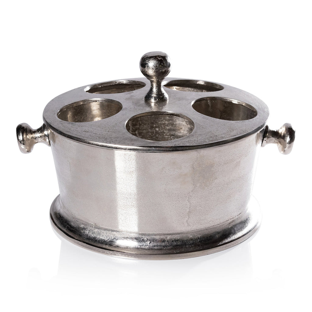 Raw Aluminum Five Bottle Wine Holder - Nickel - Barware by Carlyle Avenue