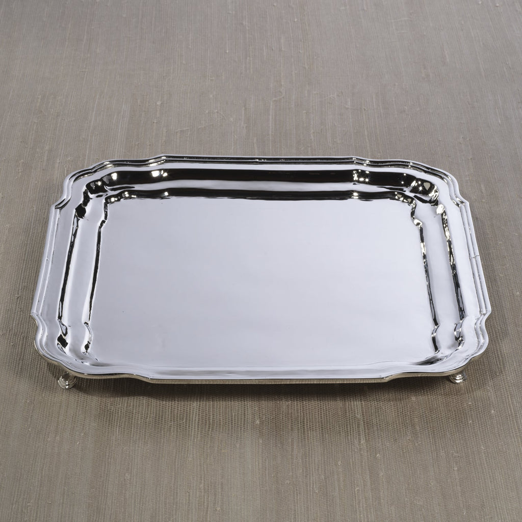 Alsace Elegant Brass Tray - Polished Nickel - Decorative Trays by Carlyle Avenue