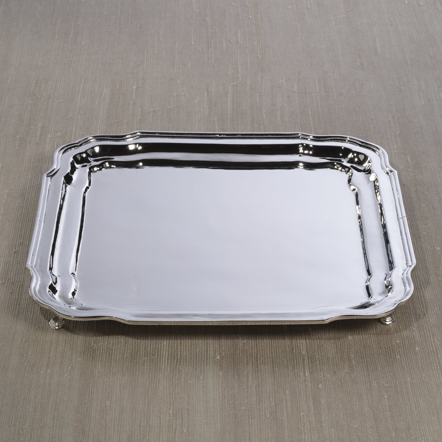 Alsace Elegant Brass Tray - Polished Nickel - Decorative Trays by Carlyle Avenue