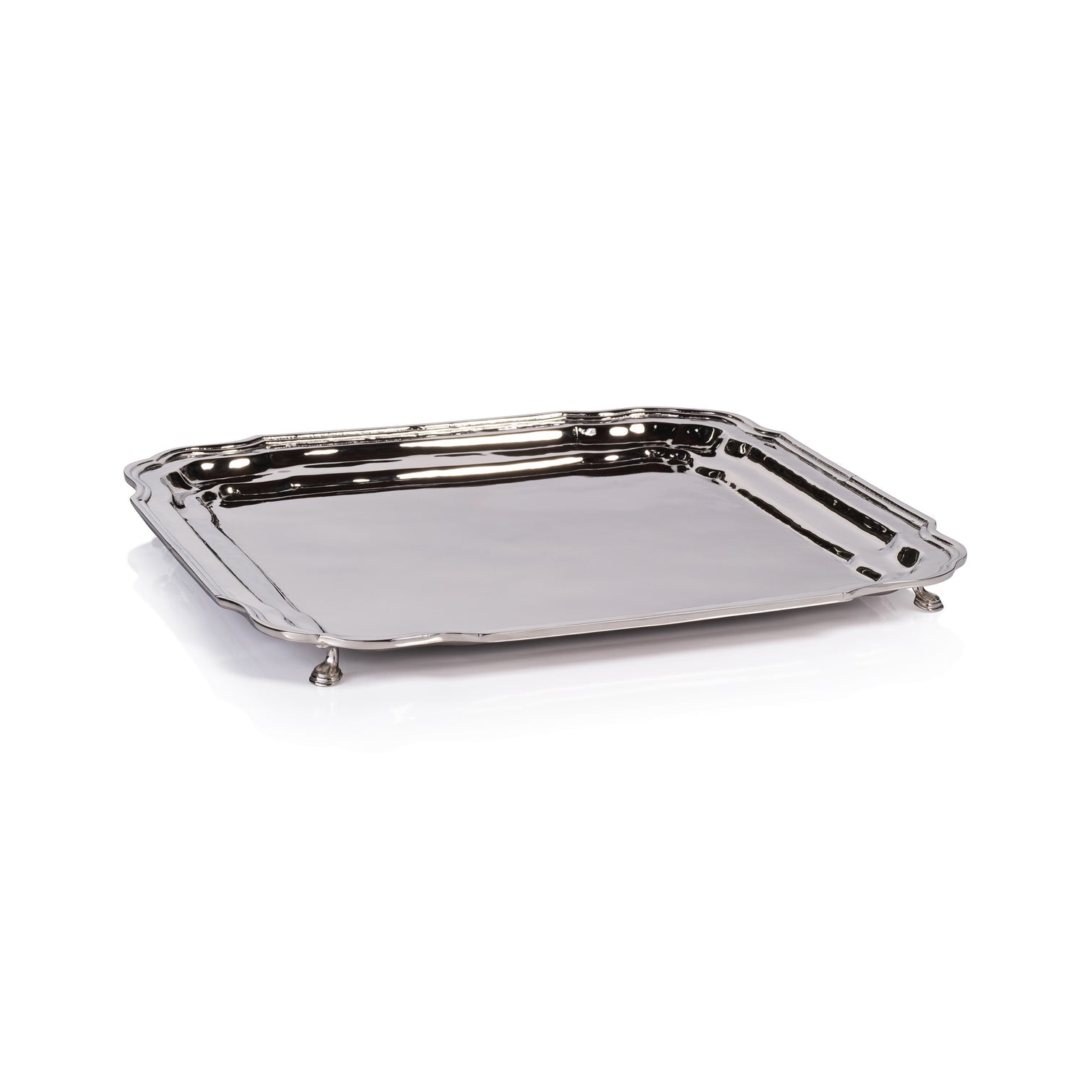 Alsace Elegant Brass Tray - Polished Nickel - Decorative Trays by Carlyle Avenue