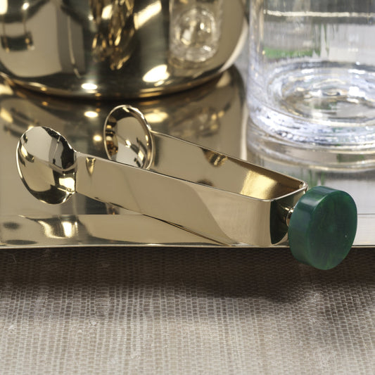 Spiga Ice Tong - Gold & Green - Barware by Carlyle Avenue
