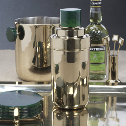 Spiga Cocktail Shaker - Gold & Green - Barware by Carlyle Avenue