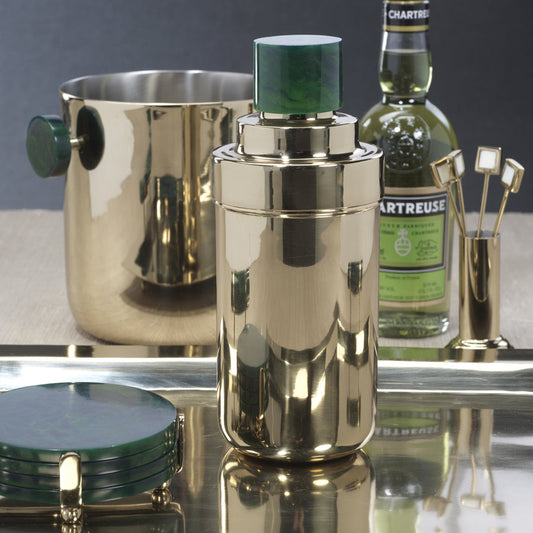 Spiga Cocktail Shaker - Gold & Green - Barware by Carlyle Avenue