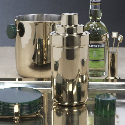 Spiga Cocktail Shaker - Gold & Green - Barware by Carlyle Avenue