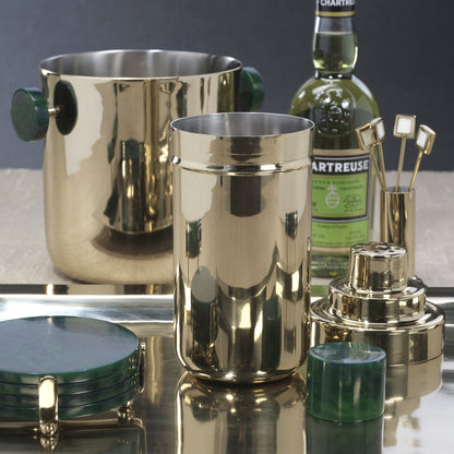 Spiga Cocktail Shaker - Gold & Green - Barware by Carlyle Avenue