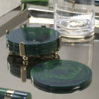 Spiga Coasters Set on Stand - Gold & Green - Barware by Carlyle Avenue