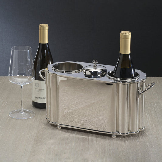 Alsace Brass Two-Bottle Wine Cooler - Polished Nickel - Barware by Carlyle Avenue