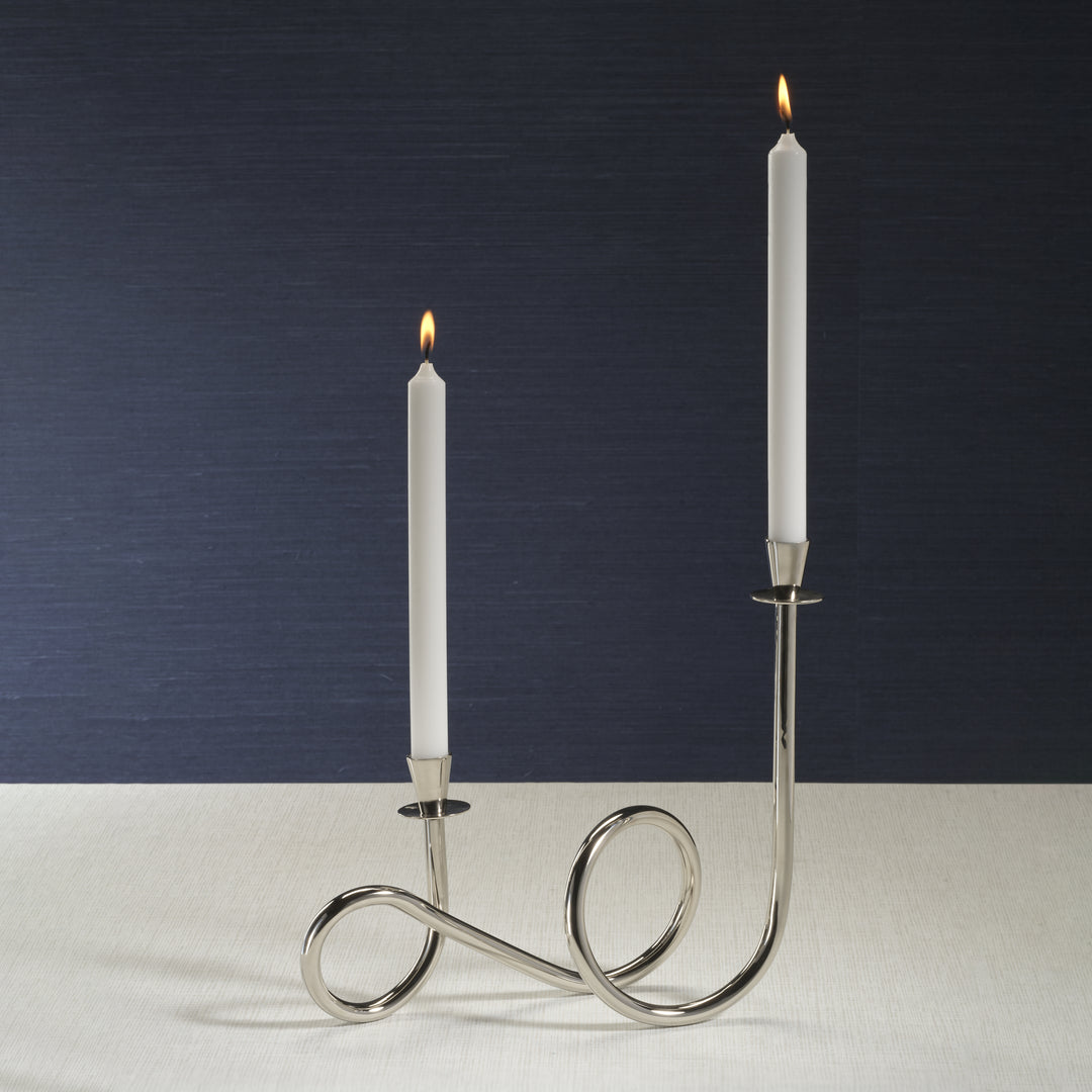 Breda 2-Tier Brass Candle Holder - Polished Nickel - Candle Holders by Carlyle Avenue