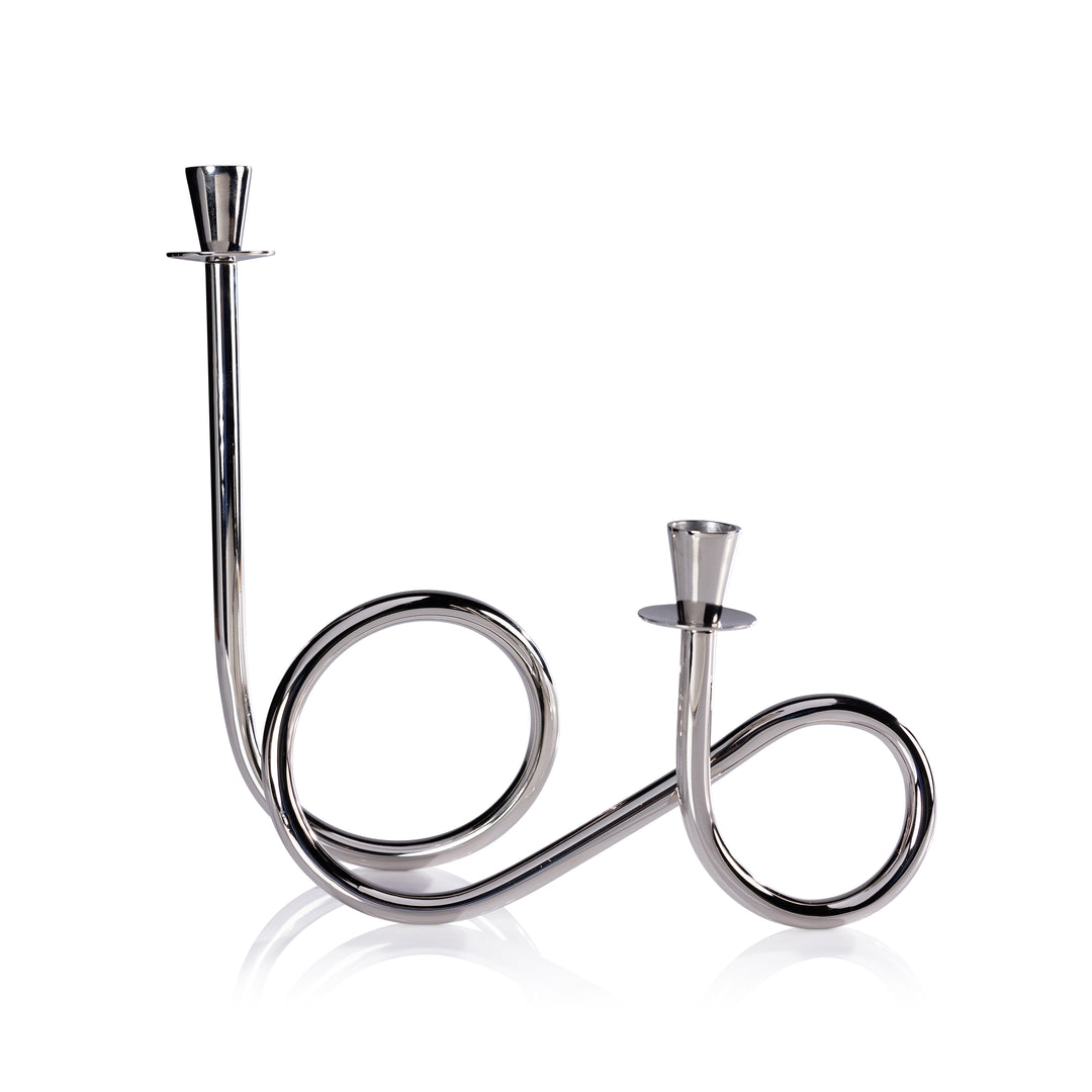 Breda 2-Tier Brass Candle Holder - Polished Nickel - Candle Holders by Carlyle Avenue