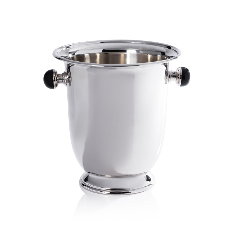 Duval Champagne Bucket, Polished Nickel and Black Stone - Barware by Carlyle Avenue