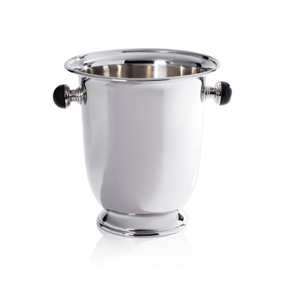 Duval Brass Champagne Bucket - Polished Nickel and Black Stone - Barware by Carlyle Avenue