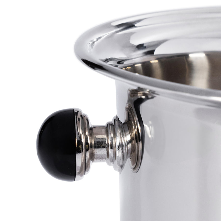 Duval Champagne Bucket, Polished Nickel and Black Stone - Barware by Carlyle Avenue